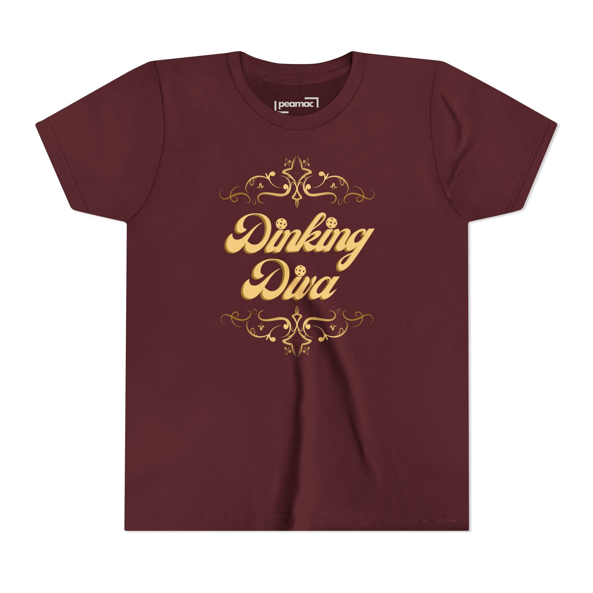 Youth Gold Dinking Diva T-Shirt | Fun Kids Tee For Pickleball, Parties, Birthdays, And Everyday Wear | Gift For Girls