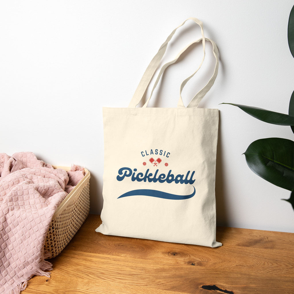 Pickleball Classic Red & Blue Canvas Tote for Gear & Gifts | Durable Natural Cotton Shoulder Bag | Gift for Men & Women