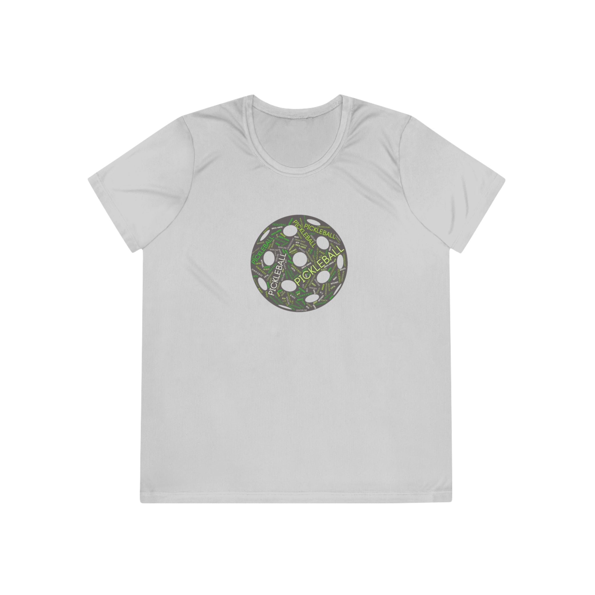 Moisture Wicking Performance Pickleball Word Cloud Tee | Women's Semi-Fitted T-Shirt, Lightweight Activewear | Player Gift