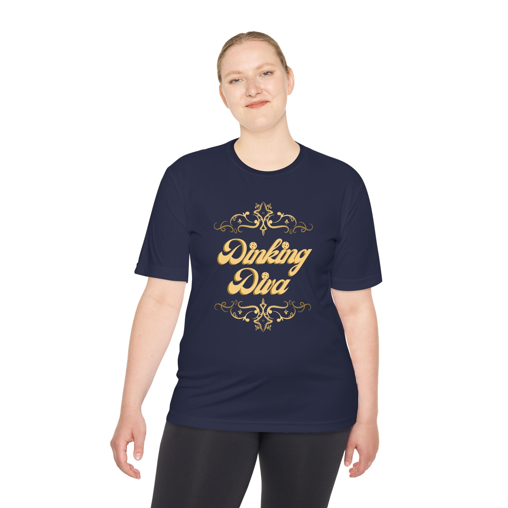 Pickleball Relaxed Fit, Moisture Wicking Performance T-Shirt | Dinking Diva (Gold) | Lightweight Activewear