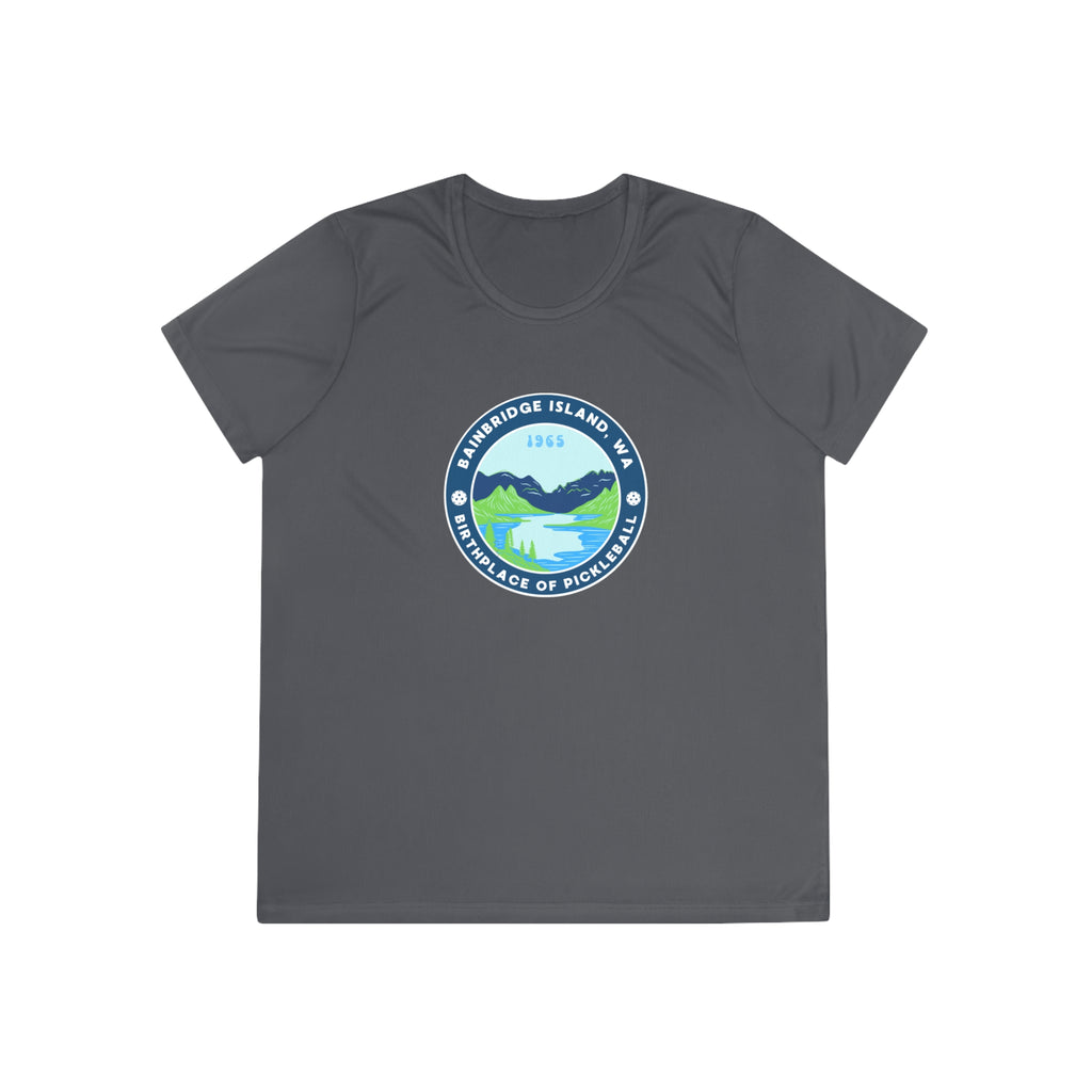 Women's Moisture Wicking Performance Semi-Fitted T-shirt | Bainbridge Island, WA the Birthplace of Pickleball Tee