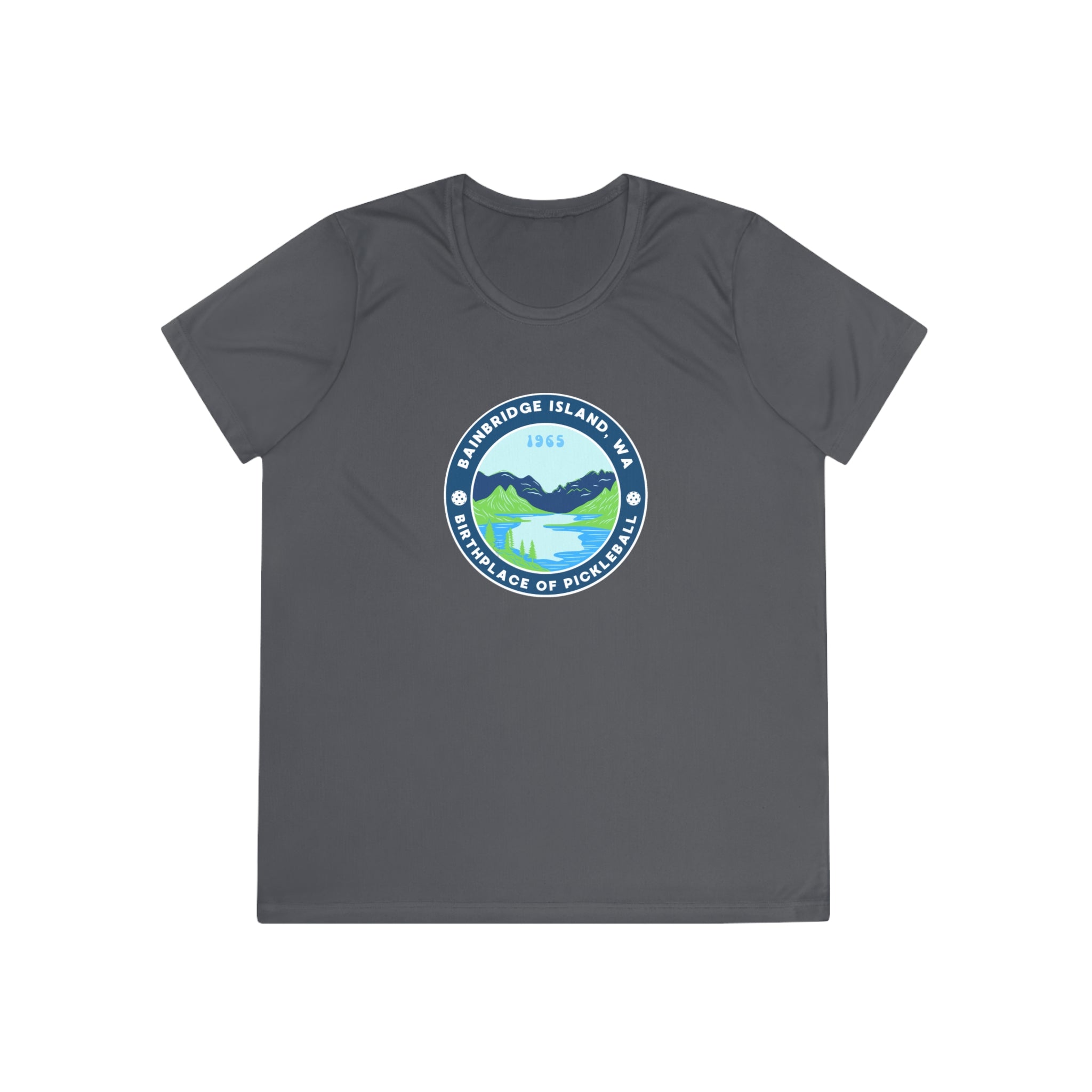Women's Moisture Wicking Performance Semi-Fitted T-shirt | Bainbridge Island, WA the Birthplace of Pickleball Tee