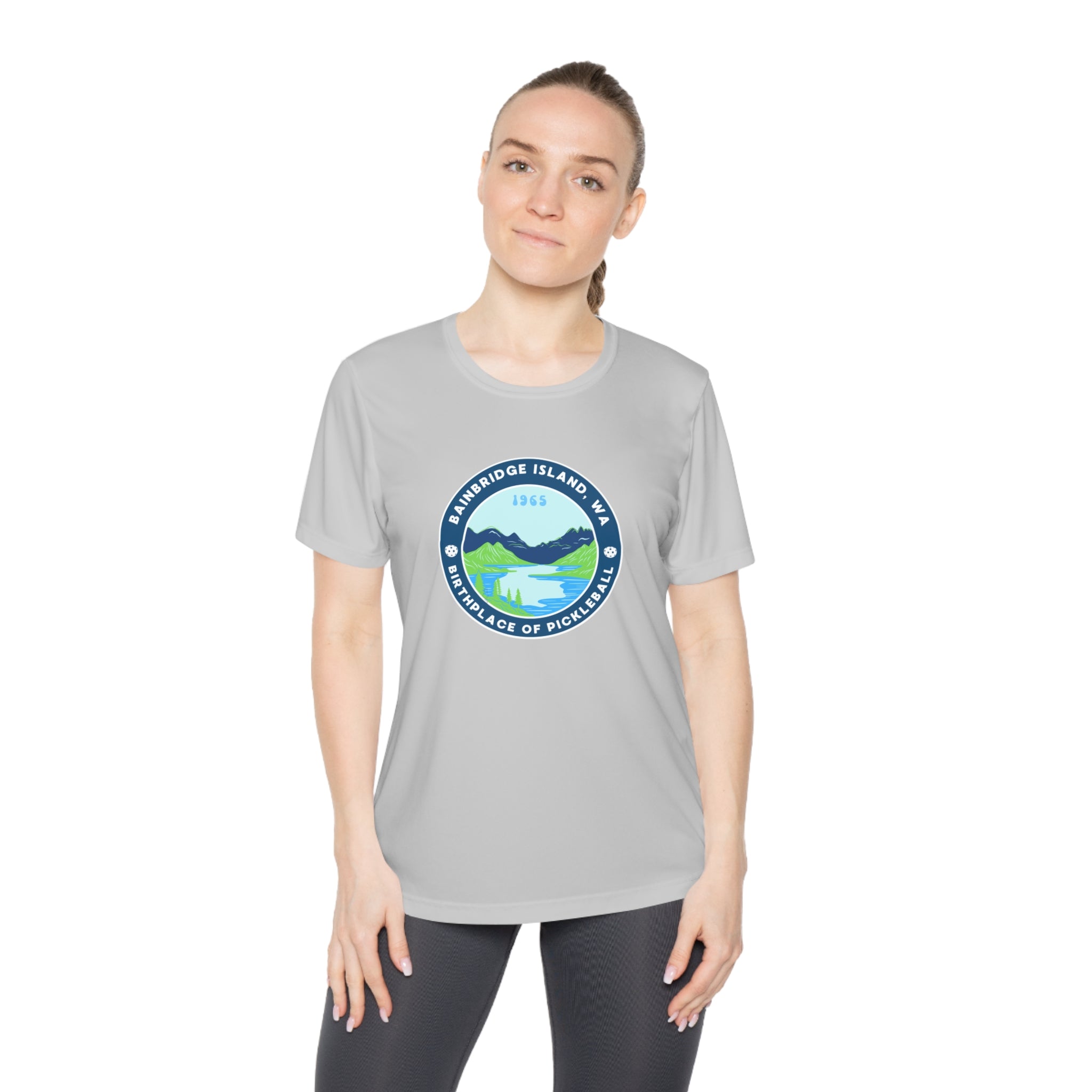 Women's Moisture Wicking Performance Semi-Fitted T-shirt | Bainbridge Island, WA the Birthplace of Pickleball Tee