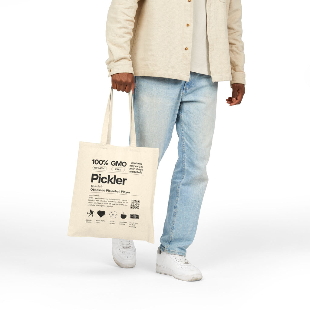 The Pickler Tote Bag | Funny "100% GMO-Free" Cotton Canvas Reusable Bag | Obsessed Pickleball Player Gift | 2 Color Options