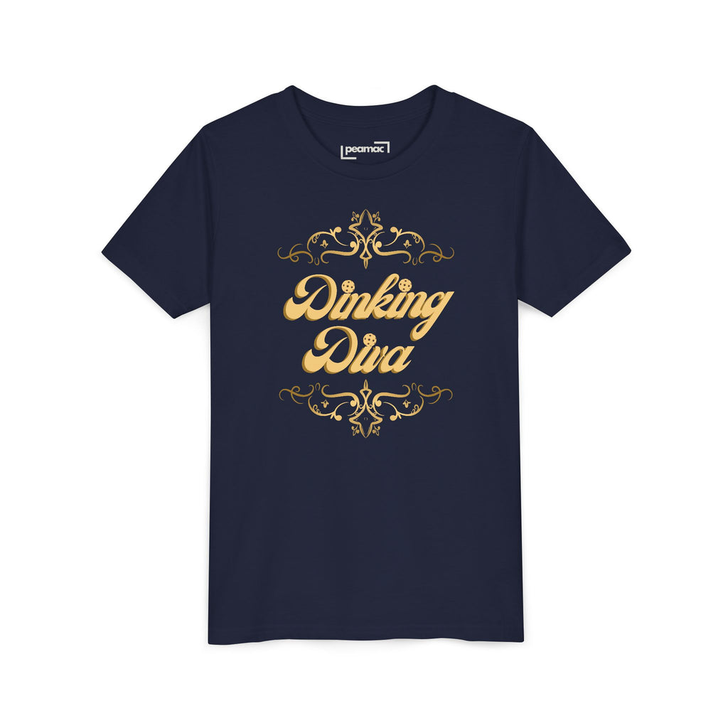 Youth Gold Dinking Diva T-Shirt | Fun Kids Tee For Pickleball, Parties, Birthdays, And Everyday Wear | Gift For Girls