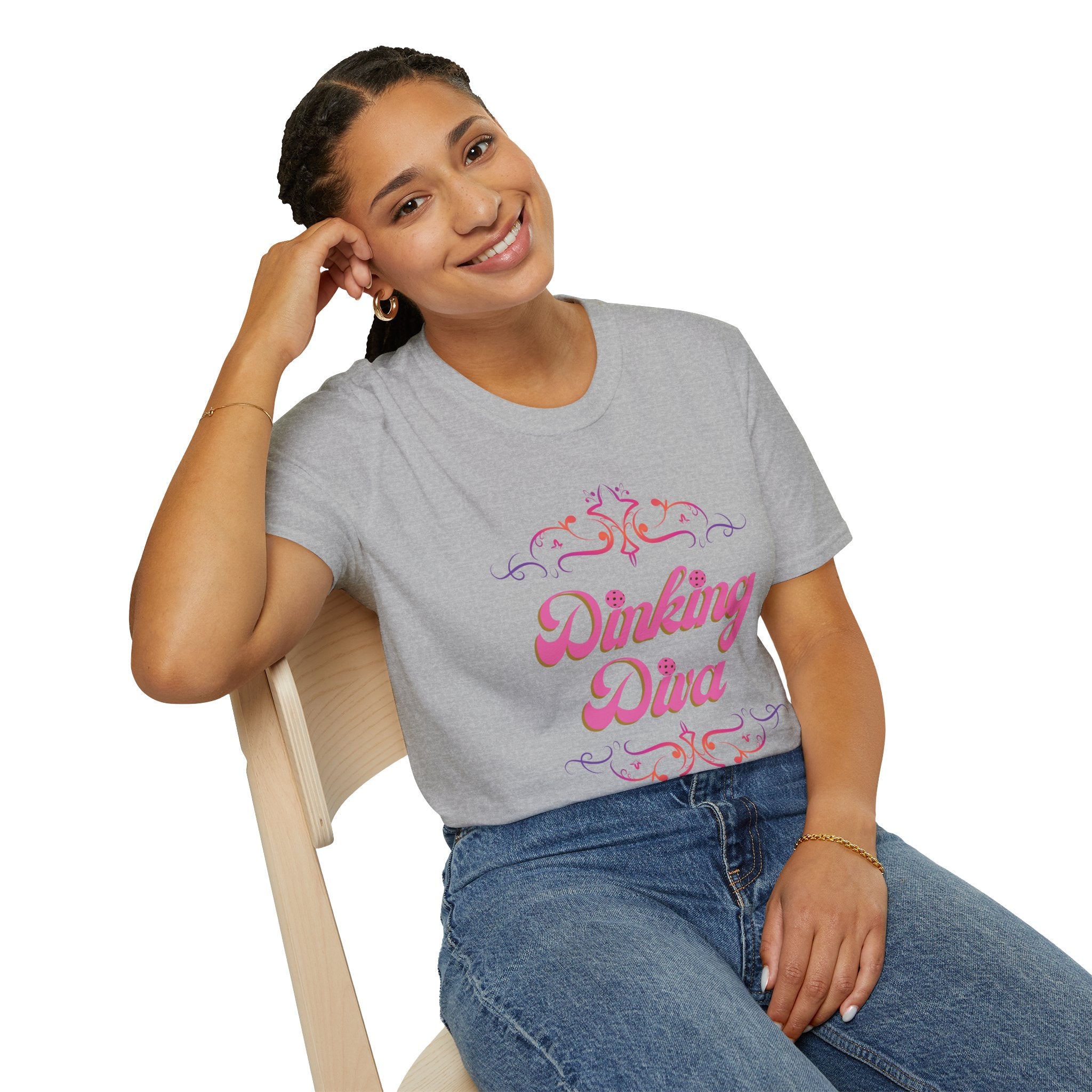 Relaxed Fit, Dinking Diva (Pink) Pickleball T-Shirt | Lightweight Activewear | Gift for Women