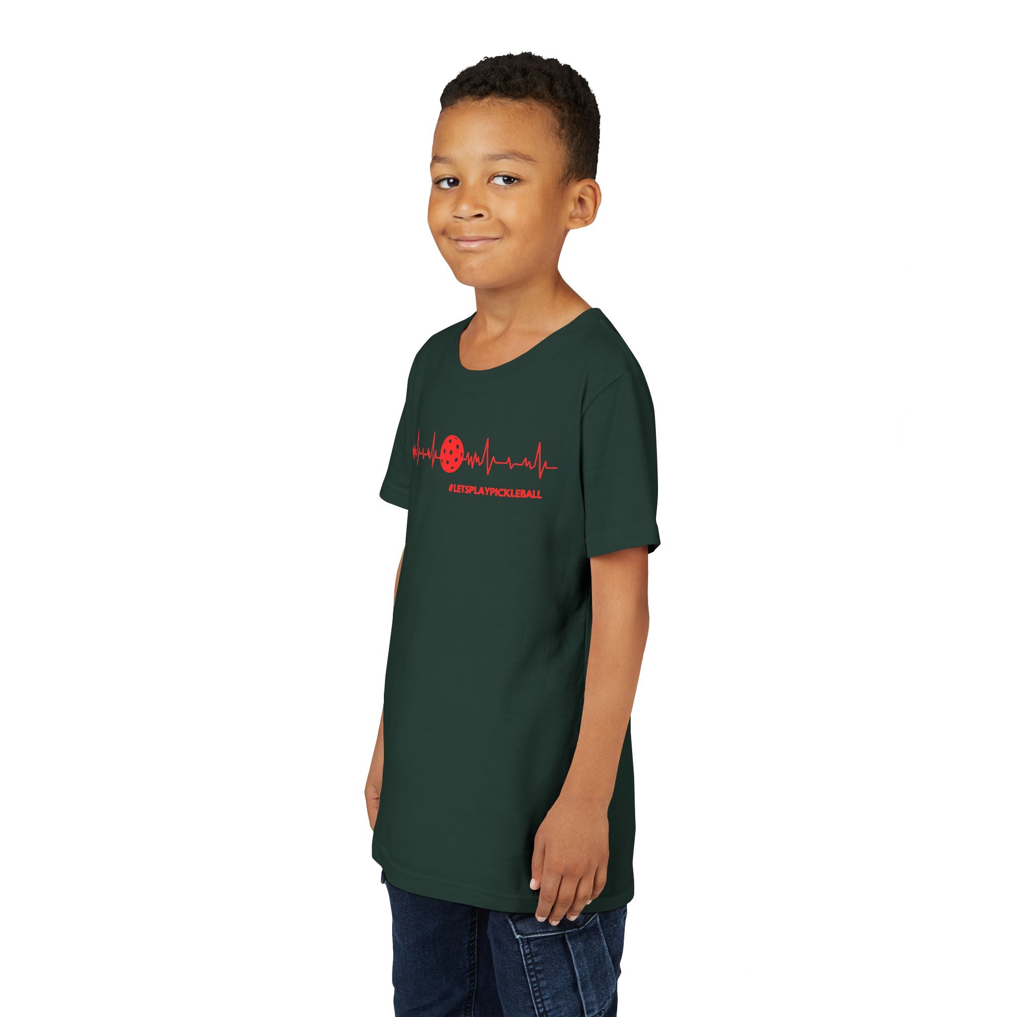 Youth Pickleball T-shirt | Heartbeat #LetsPlayPickleball Shirt  | Kids Sports Tee for Boys & Girls | Soft & Comfy