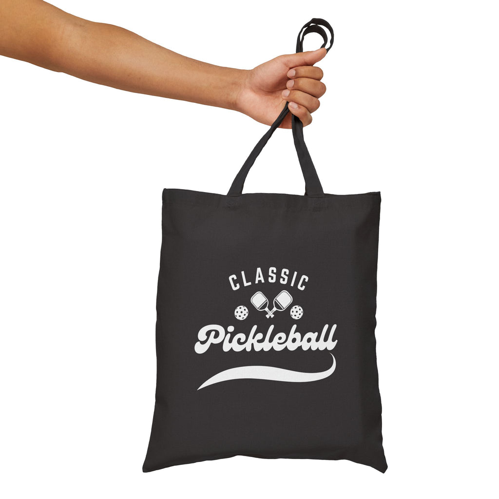 Pickleball Classic Canvas Tote for Gear & Gifts | Durable Black Cotton Shoulder Bag | Reusable Court & Travel Accessory