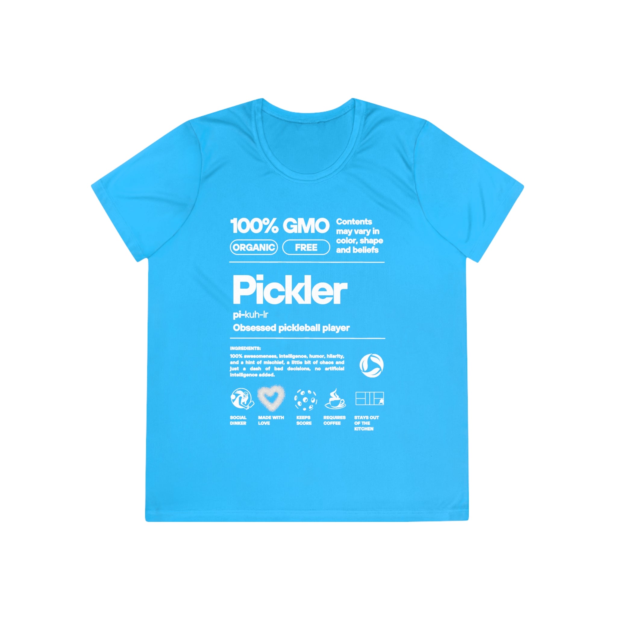 Women's Pickler Funny Definitions Tee | Moisture Wicking Performance T-Shirt | Lightweight Activewear | Gift for Players