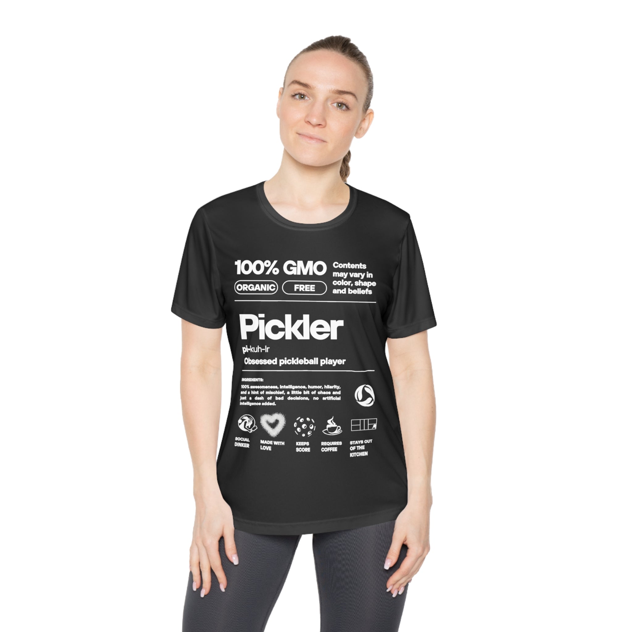 Women's Pickler Funny Definitions Tee | Moisture Wicking Performance T-Shirt | Lightweight Activewear | Gift for Players