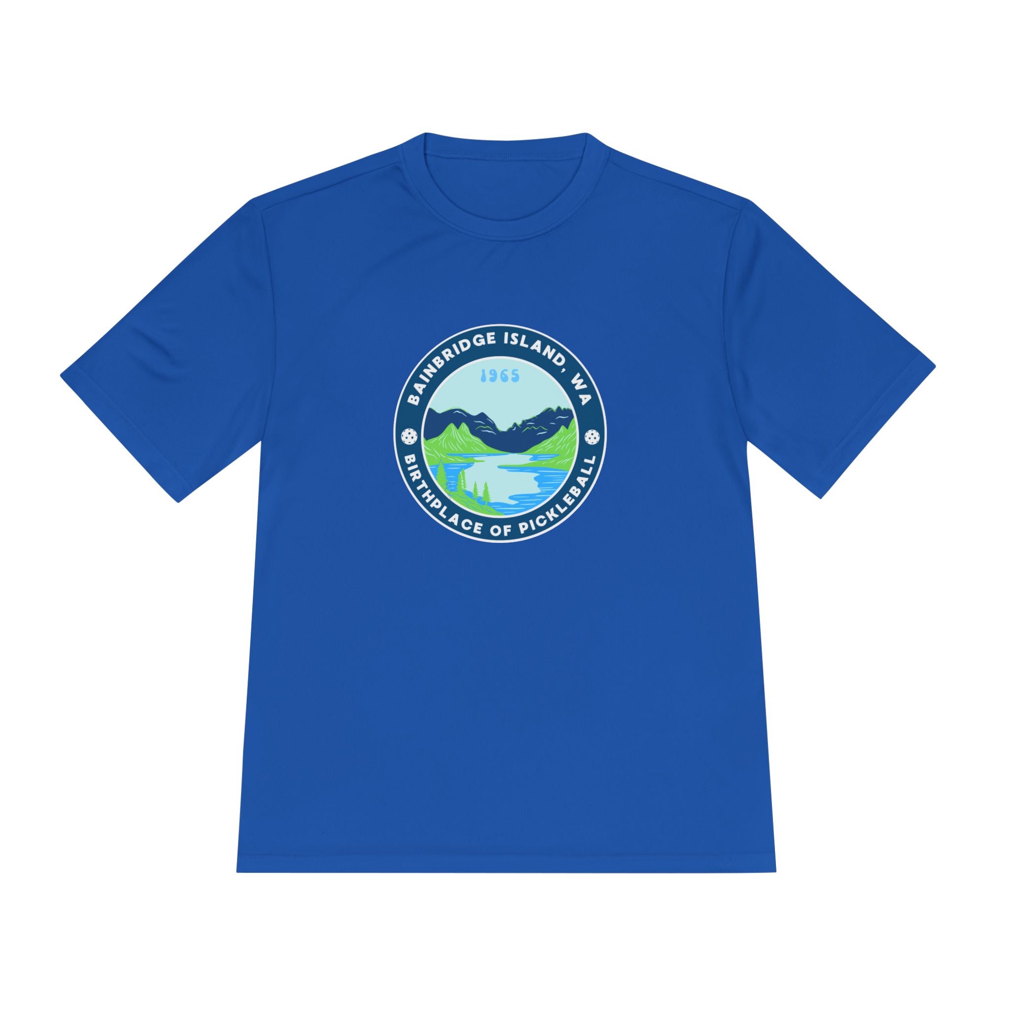 Bainbridge Island WA Birthplace of Pickleball T-Shirt | Moisture Wicking Unisex Tee for Men & Women | Gift for Players