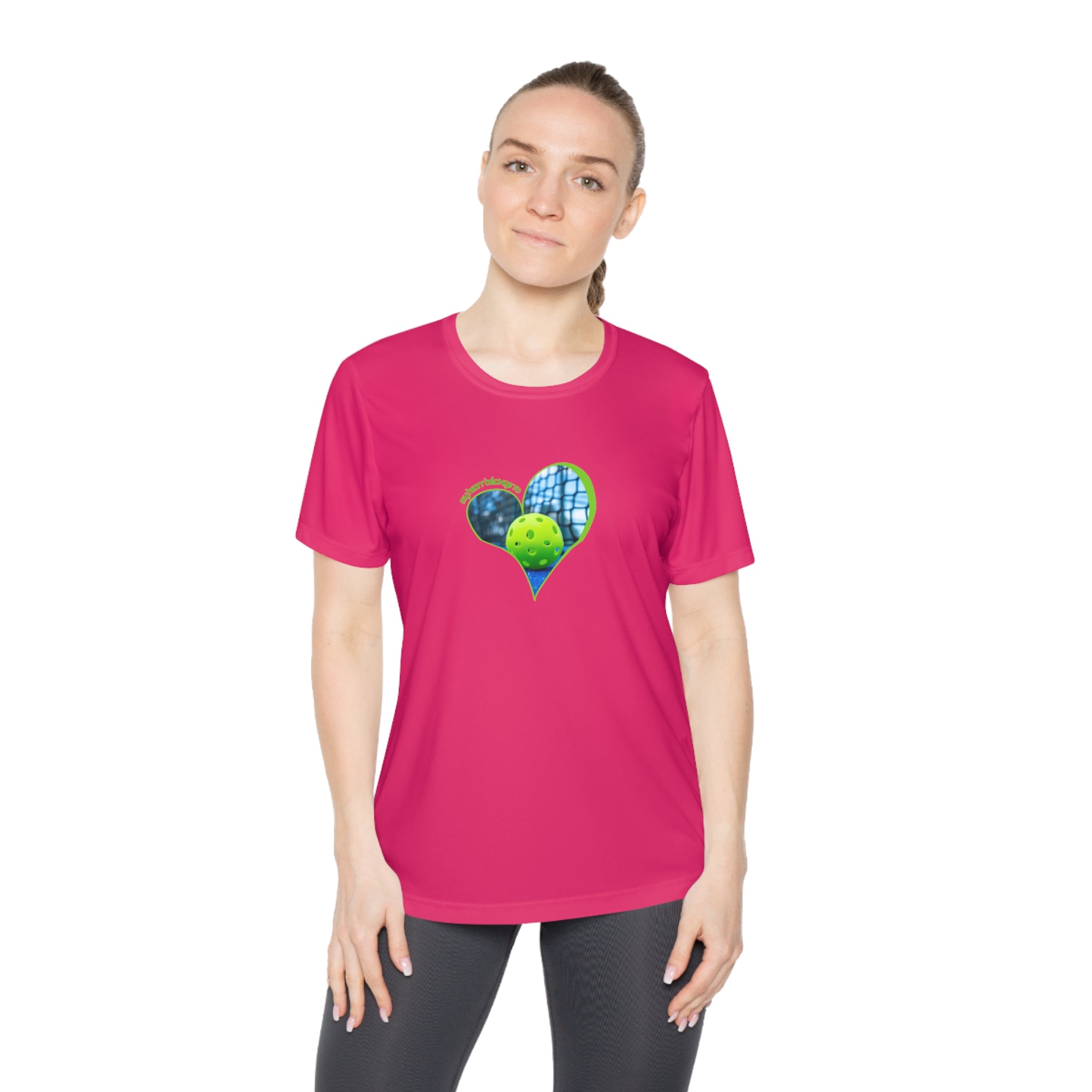 Moisture Wicking Performance Tee, My Heart Belongs To Pickleball Women's T-Shirt, Lightweight Activewear