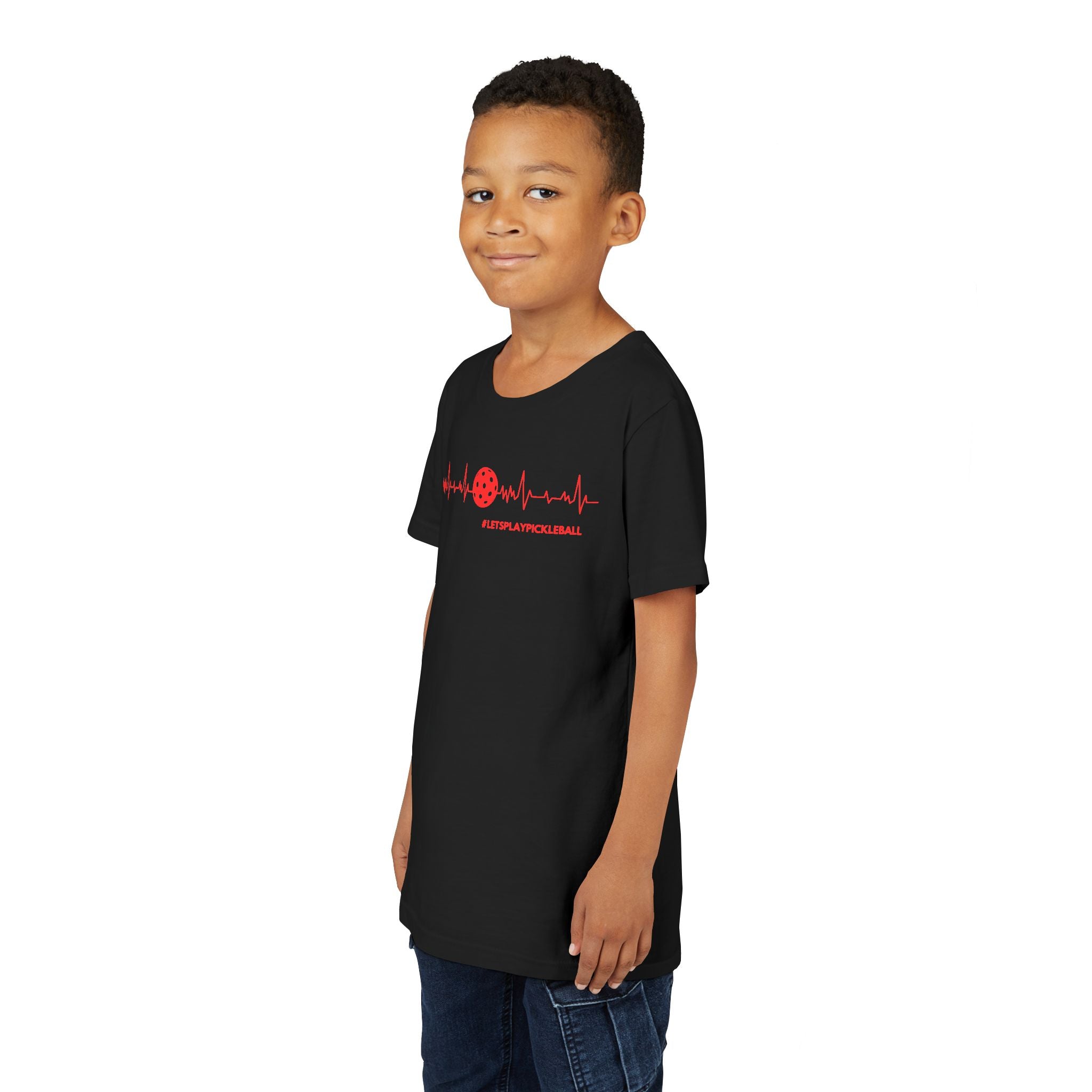Youth Pickleball T-shirt | Heartbeat #LetsPlayPickleball Shirt  | Kids Sports Tee for Boys & Girls | Soft & Comfy
