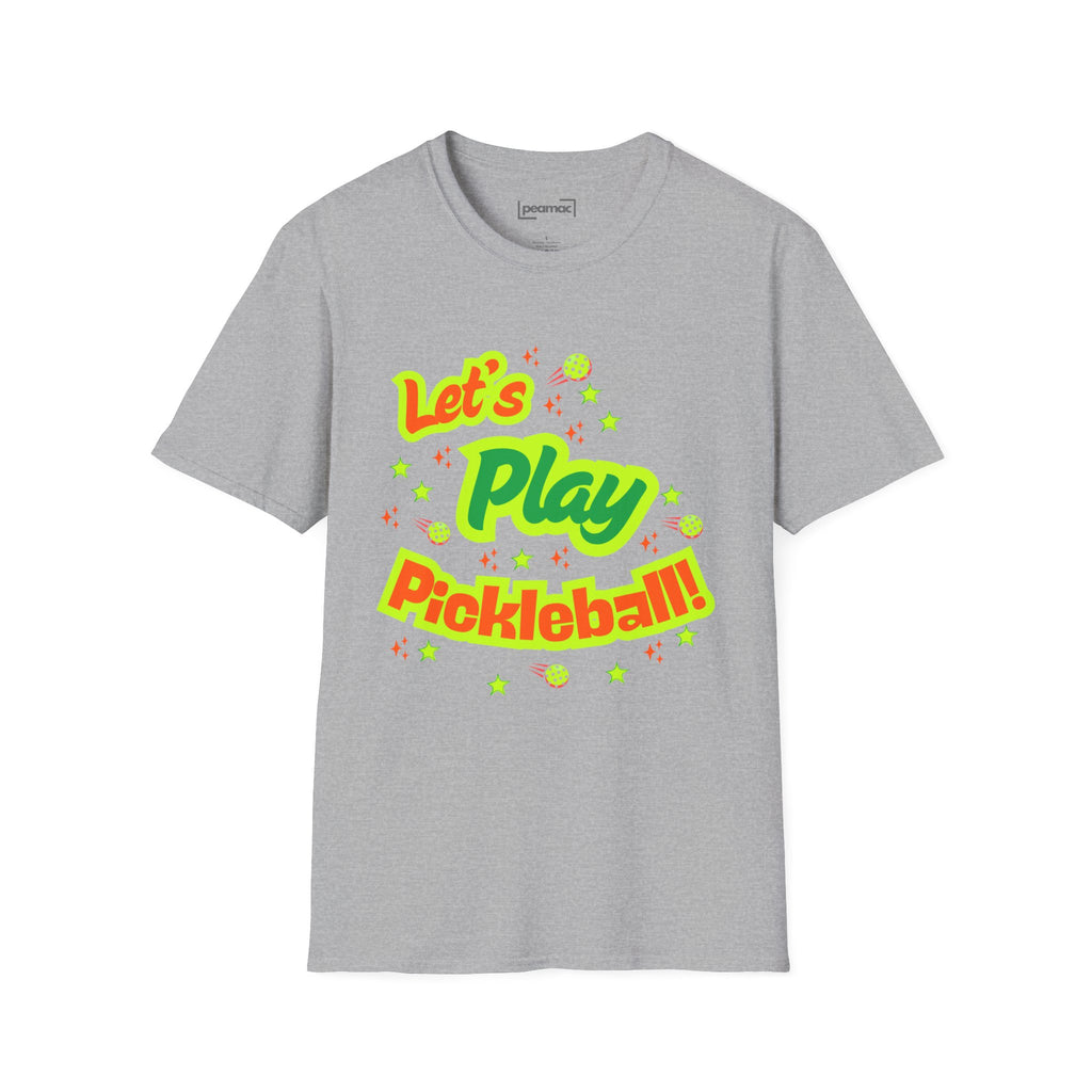 Neon Let's Play Pickleball! T-Shirt | Fun Unisex Cotton Tee | Vibrant Active Sport Graphic Shirt | Gift for Men & Women