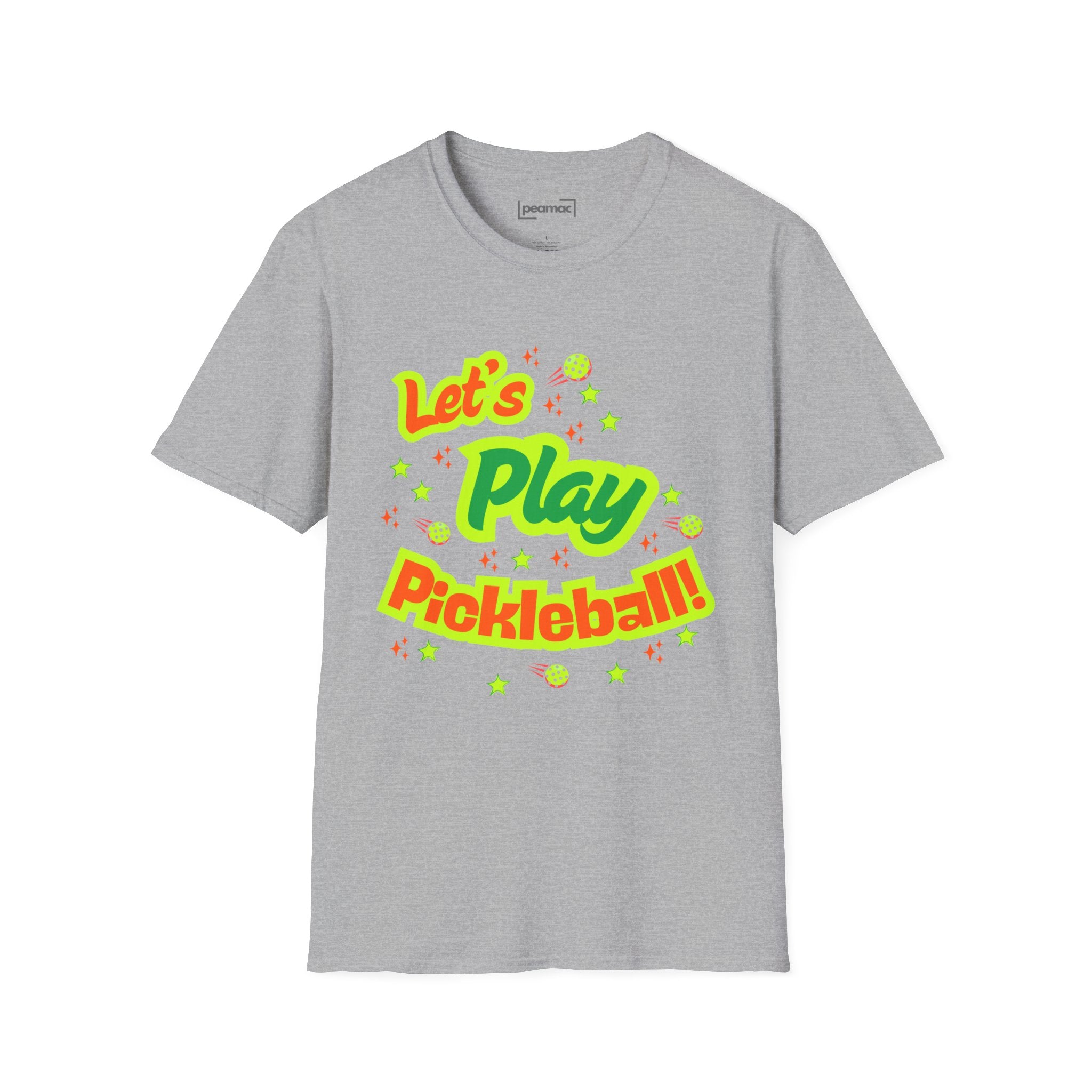 Neon Let's Play Pickleball! T-Shirt | Fun Unisex Cotton Tee | Vibrant Active Sport Graphic Shirt | Gift for Men & Women
